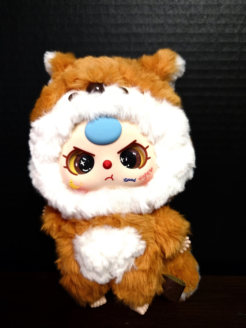 orange animal character plush pendant from the Baby Three V3 Animal Series Blind